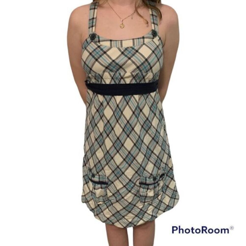 Hollister Y2k blue plaid dress. Fit & flare solana ‎ jumper dress flannel